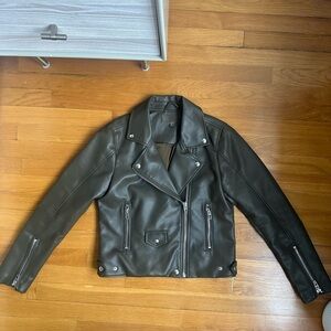 Blank NYC Olive Green Faux Leather Jacket - size small